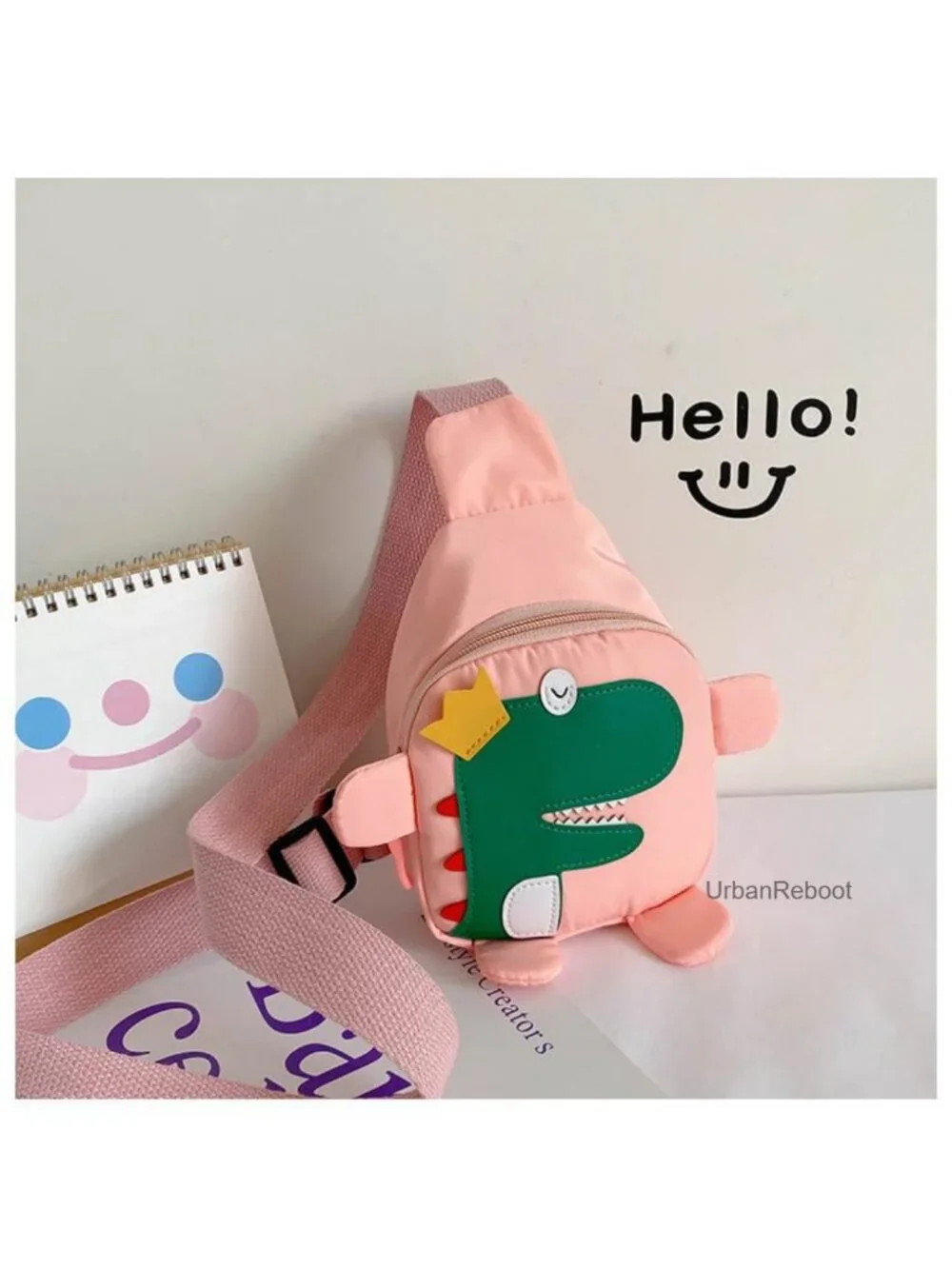 Kids Sling Bag Nylon Crossbody Dinosaur Pattern Small Travel Purse